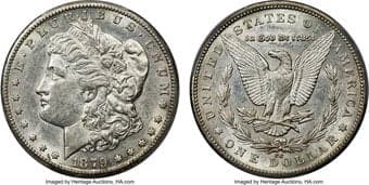 Morgan Dollars 1879-CC $1 Capped Die, VAM-3, AU55 PCGS. A Top 100 Variety. The coin is awash with brilliant sterling...