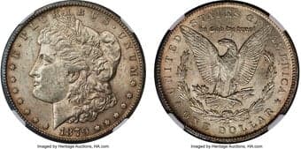 Morgan Dollars 1879-CC $1 Capped Die, VAM-3A, MS61 NGC. A Top 100 variety. This state of the Capped Die variety is...