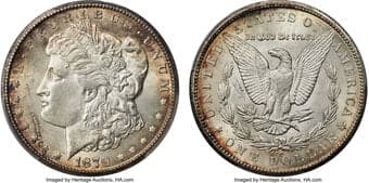 Morgan Dollars 1879-CC $1 Capped Die, VAM-3, MS62 PCGS. A Top 100 Variety. The 1879-CC VAM-3 Capped Die variety is...