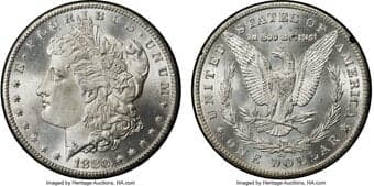 Morgan Dollars 1880-CC $1 Reverse of 1879, GSA, MS66 NGC. VAM-10. This Premium Gem Morgan dollar is from the famous GSA...
