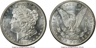 Morgan Dollars 1883-S $1 MS63 PCGS. CAC. Blazing cartwheel luster overlays untoned surfaces and well-struck devices....