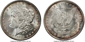 Morgan Dollars 1893 $1 MS65 PCGS. VAM-3. Frosty, vibrant cartwheel luster rolls around each side with largely brilliant...