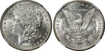 Morgan Dollars 1903 $1 MS67 NGC. Blazing cartwheel luster bounds across untoned surfaces. Striking detail is nearly...