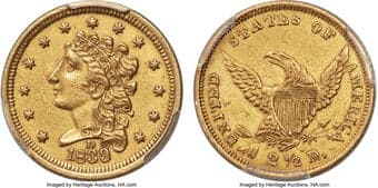 Classic Quarter Eagles 1839-D $2 1/2 HM-2, R.4 -- Harshly Cleaned -- PCGS Genuine. AU Details. The 1839 is both the...