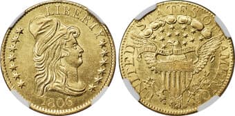 Early Half Eagles 1806 $5 Knob 6, 7x6 Stars, BD-6, R.2 -- Cleaned -- NGC Details. Unc. Bass-Dannreuther Die State a/b....