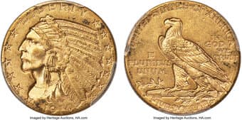 Indian Half Eagles 1914-S $5 MS62 PCGS. At 263,000 coins minted, the 1914-S half eagle has an appreciable Mint State...