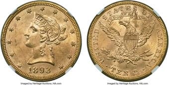 Liberty Eagles 1893 $10 MS65 NGC. The 1893 Liberty eagle claims a substantial mintage of more than 1.8 million pieces,...