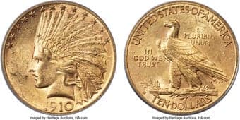 Indian Eagles 1910-S $10 MS62 PCGS. The 1910-S 811,000-piece mintage was substantial, but likely all but a few thousand...