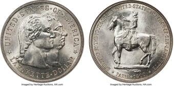 Commemorative Silver 1900 $1 Lafayette Dollar, DuVall 2-C, MS65 NGC. The effort to erect a statue in France honoring...