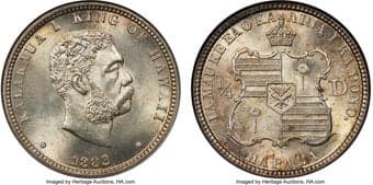 Coins of Hawaii 1883 25C Hawaii Quarter MS67 NGC. CAC. Breen-8033. In 1874, Secretary of State James G. Blaine...