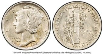 Mercury Dimes 1921 10C AU58 PCGS. PCGS Population: 61 in 58, 20 finer (4/26). CDN: $1,350 Whsle. Bid for NGC/PCGS...