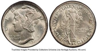 Mercury Dimes 1921 10C MS62 Full Bands PCGS. PCGS Population: 37 in 62, 353 finer (4/26). CDN: $2,200 Whsle. Bid for...