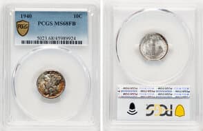 Mercury Dimes 1940 10C MS68 Full Bands PCGS. PCGS Population: 58 in 68 (12 in 68+), 0 finer (6/26). CDN: $2,800 Whsle....