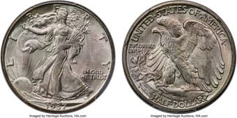 Walking Liberty Half Dollars 1937-D 50C MS67 PCGS. PCGS Population: 124 in 67 (26 in 67+), 1 finer (4/26). CDN: $2,250...