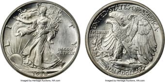 Walking Liberty Half Dollars 1938-D 50C MS66 PCGS. CDN: $1,500 Whsle. Bid for NGC/PCGS MS66. Mintage 491,600. ...