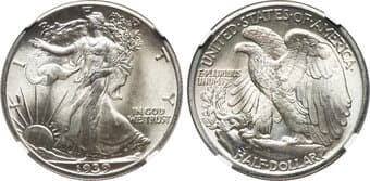 Walking Liberty Half Dollars 1939 50C MS68 NGC. NGC Census: 37 in 68 (3 in 68+, 1 in 68★), 0 finer (6/26). CDN:...