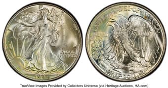 Walking Liberty Half Dollars 1944 50C MS67+ PCGS. CDN: $630 Whsle. Bid for NGC/PCGS MS67. Mintage 28,206,000. ...
