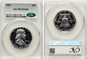 Proof Franklin Half Dollars 1954 50C PR67 Deep Cameo CACG. www.HA.com/TexasAuctioneerLicenseNotice ...
