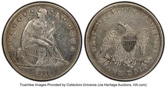 Seated Dollars 1861 $1 -- Cleaned -- PCGS Genuine. XF Details. OC-4, Low R.4. Mintage 77,500. ...