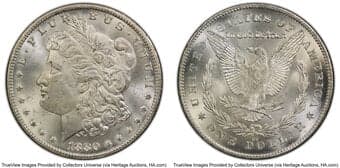 Morgan Dollars 1880/79-CC $1 Reverse of 1878, VAM-4, MS65 PCGS. A Top 100 Variety. CDN: $2,250 Whsle. Bid for NGC/PCGS...