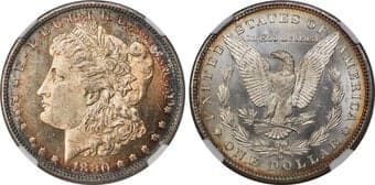 Morgan Dollars 1880-O $1 MS64+ NGC. CDN: $1,000 Whsle. Bid for NGC/PCGS MS64. Mintage 5,305,000. ...