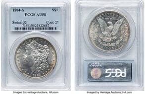 Morgan Dollars 1884-S $1 AU58 PCGS. CDN: $2,150 Whsle. Bid for NGC/PCGS AU58. Mintage 3,200,000. ...