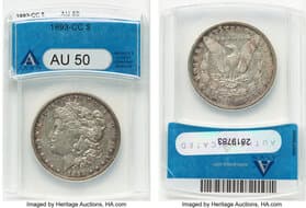 Morgan Dollars 1893-CC $1 AU50 ANACS. Mintage 677,000. From The Bellaire Collection. ...