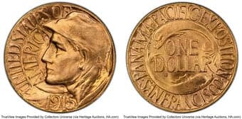 Commemorative Gold 1915-S G$1 Panama-Pacific Gold Dollar MS66 PCGS. CDN: $1,400 Whsle. Bid for NGC/PCGS MS66. Mintage...
