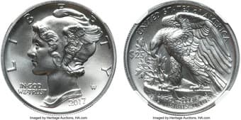 Modern Bullion Coins 2017 $25 Palladium, High Relief, Early Releases, MS70 NGC. First palladium U.S. coin. ...
