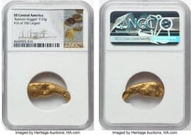 Territorial Gold (1857) "Baldwin Nugget" NGC. Ex: S.S. Central America. 9.24 grams. #16 of 100 Largest. ...