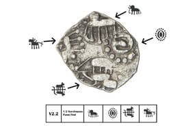 Ashmaka/ Vidharbha Janapadha (c. 400-350BC), Vainaganga & Mahanadi Valley region, 'Pauni hoard', Silver 1/2 Karshapana,...