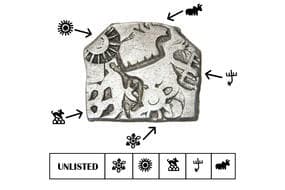 India, Magadha Janapadha, Nanda Dynasty (c. 354-322BC), Silver Karshapana, 3.30grms, Obv. 5 main symbols, 1x 6 armed...