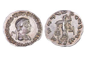 India, Indo-Greek, Apollodotos II, (c. 85-65BC), Silver Tetradrachm, 29.00mm, 9.71grms, Indian standard, Minted in the...