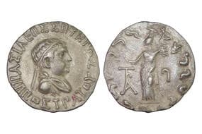 India, Indo-Greek Kingdom, Hippostratos Soter (c. 65-55BC), Silver Tetradrachm, 9.69grms, Obv. Greek legend ????????...