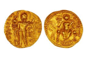 India, Gupta Empire, Samudra Gupta (c. 350-375 CE), Gold Dinar, Javelin type, 7.70grms, Obv: Nimbate and armoured king,...