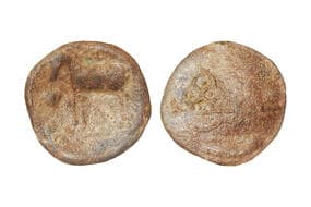 India, Mahatalavara, Local chieftens in Andra-Telangana Region, (300 C.E), Lead Unit, 8.60 grms, Obv. Horse to the left...