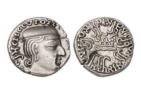 India, Western Kshatrapas, Rudrasena I (As Mah?k?atrapasa) son of Rudrasimha (c. 120-144SE/198-222CE), Silver Drachm,...