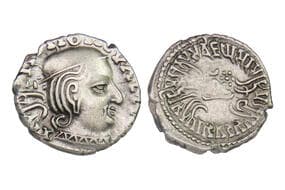 India, Western Kshatrapas, Vijayasena (As Mah?k?atrapasa) son of Damasena (c. 160-173SE/238-251CE), Silver Drachm,...