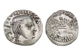 India, Western Kshatrapas, Vijayasena (As Mah?k?atrapasa) son of Damasena (c. 160-173SE/238-251CE), Silver Drachm,...