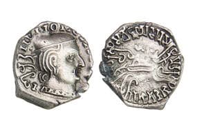 India, Western Kshatrapas, Vijayasena (As Mah?k?atrapasa) son of Damasena (c. 160-173SE/238-251CE), Silver Drachm,...
