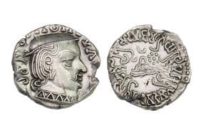 India, Western Kshatrapas, D?majada?ri III (As Mah?k?atrapasa) son of D?masena (c. 171-178SE/249-256??), Silver Drachm,...