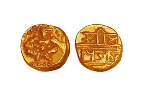 India, Vijayanagara Empire, Tuluva Dynasty, Krishnadeva Raya, Gold Pagoda, 3.40grms, Obv. Balgopal/ Baby Krishna...