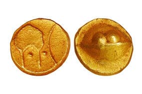 India, Bijapur Sultanante, Gold Hudki Pagoda, 3.40grms, obv. a boat like uncertain symbol, Rev. Image of the Gol Gumbaj...