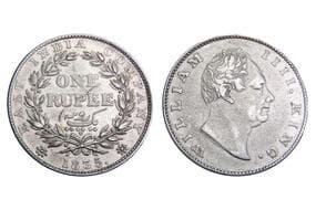 India, East India Company, William IIII, Silver Rupee, 11.66grms, 1835, GK#14, A/II, F.Incused, Minted at Calcutta,...