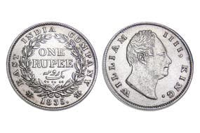 India, East India Company, William IIII, Silver Rupee, 11.66grms, 1835, GK#16, A/I, F.Incused, Minted at Calcutta,...