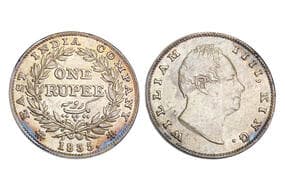 India, East India Company, William IIII, Silver Rupee, 11.66grms, 1835, GK#32, B/II, No Initials, Minted at Bombay,...