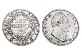 India, East India Company, William IIII, Silver Rupee, 11.66grms, 1835, GK#21, A(a)/III, Dud Out "F", Minted at...