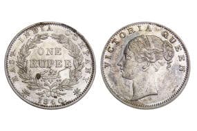 India, East India Company, Victoria Queen (continuous legend), Silver Rupee, 11.60grms, 1840, GK#91, B/VI, Minted at...