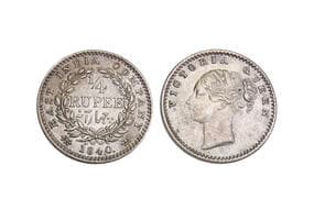 India, East India Company, Victoria Queen (continuous legend), Silver 1/4 Rupee, 1840, Minted at Calcutta, A(a)/I,...