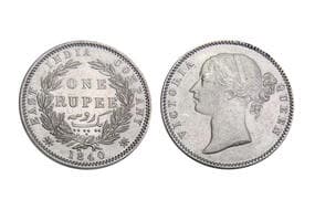 India, East India Company, Victoria Queen (Divided legend), Silver Rupee, 11.60grms, 1840, GK#174, "W.W.R" Raised,...